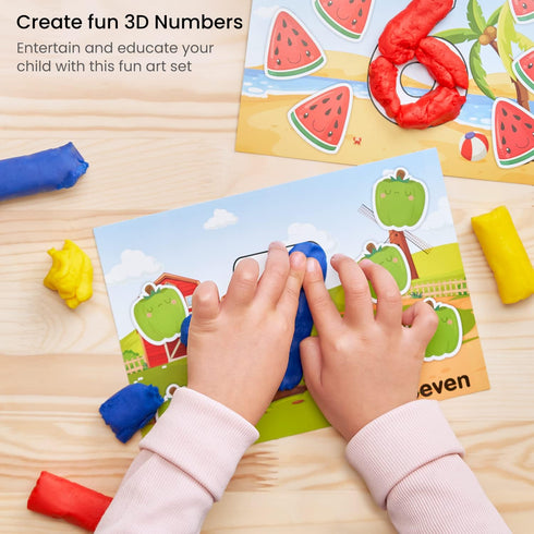 Arteza Kids Play Dough, Number Learning Dough Clay Kit, 12 Pieces, 0.8 oz, Red, Yellow, and Blue, 10 Numeric Cards, Art Supplies for Kids...