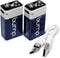 bump 9 Volt Rechargeable Batteries - 2 Pack - Lithium Ion, High Output, Fast & Long Lasting USB Charge, Use w/Smoke Alarms/Detectors, Transistor R...