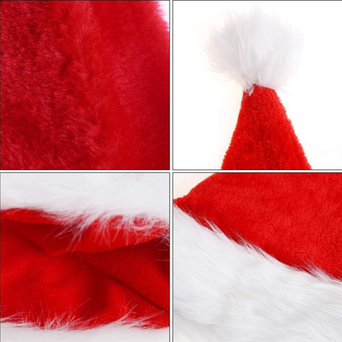 LOKIPA Christmas Santa Hat for Kids, Soft Plush Xmas Santa Hat for kids with Thicken Classic Fur (15X11 Inch for Age 3+ Child)...
