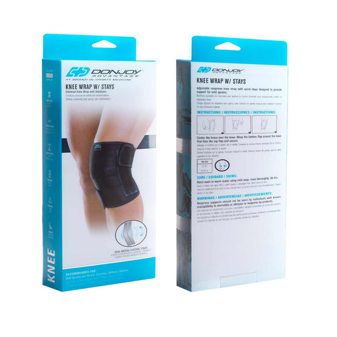 DonJoy Advantage DA161KW01-BLK Knee Wrap with Stays for Medial, Lateral Support, Sprains, Strains, Swelling, Stiffness, Arthritis, Adjustable Neop...