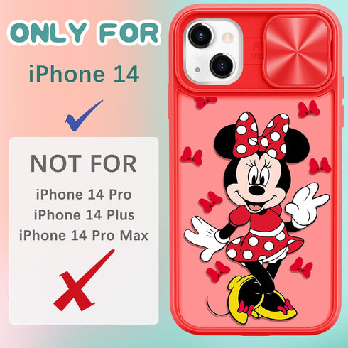 Joyleop (2in1 for iPhone 14 Case Cartoon Cute for Girls Women Teen Kids Girly Phone Covers Fun Unique Kawaii Pattern Design with Slide Camera Cove...