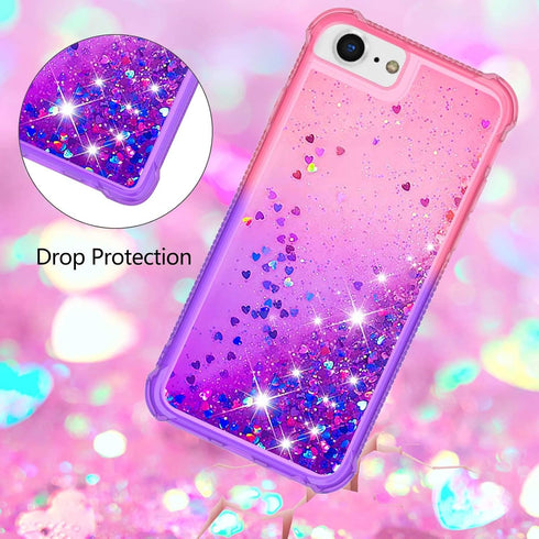 Case for iPhone SE 2020, iPhone SE 2022 Case Liquid Cute Clear Glitter Heavy Duty Shockproof Back Cover Soft TPU Protective for Girls Women Phone ...