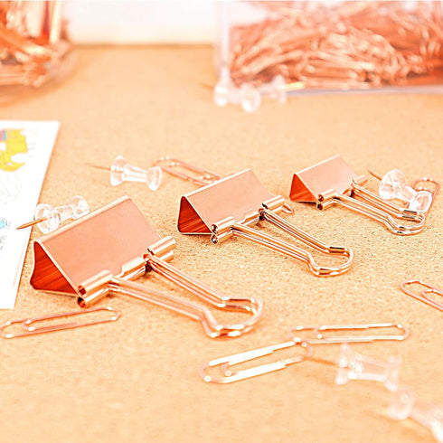 Binder Clips Paper Clamps, Assorted Sizes Set (Small, Medium, Large) for Office School and Home Supplies (Rose Gold)...