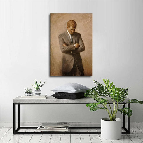 LVUPIIG John F Kennedy White House Presidential Portrait Canvas Art Poster and Wall Art Picture Print Modern Family bedroom Decor Posters 16x24inc...