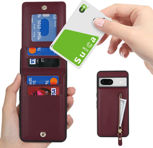 for Google Pixel 7A Case with Card Holder for Women, for Google Pixel 7A Phone Case Wallet with Credit Card with Ring Kickstand Zipper Shockproof ...