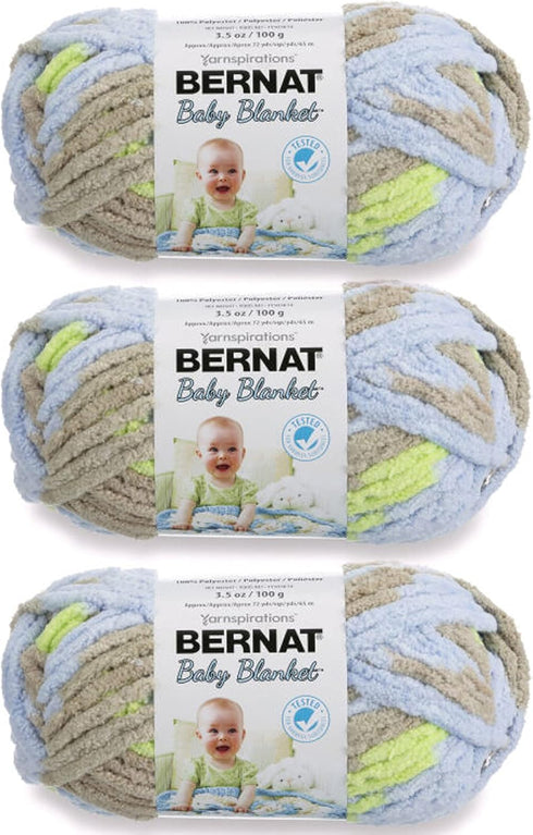 Bernat Baby Blanket Little Boy Dove Yarn - 3 Pack of 100g/3.5oz - Polyester - 6 Super Bulky - 72 Yards - Knitting/Crochet...