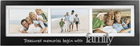 Malden Treasured Memories Begin with Family Silver Expression 3-Opening Frame, 4 by 6-Inch...