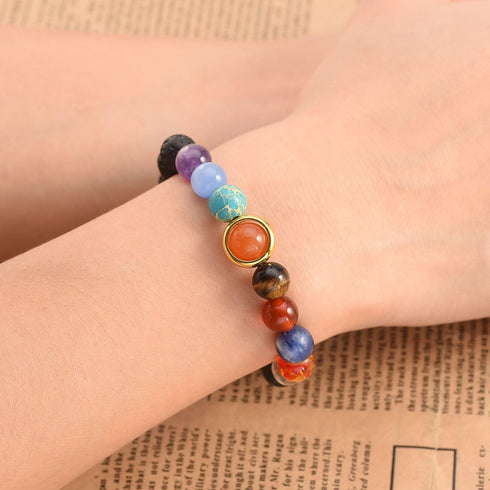 Jovivi Solar System Bracelet Universe Galaxy The Nine Planets Natural Stone Lava Rock Beads Essentional Oil Diffuser Bracelet for Women Men Gifts...