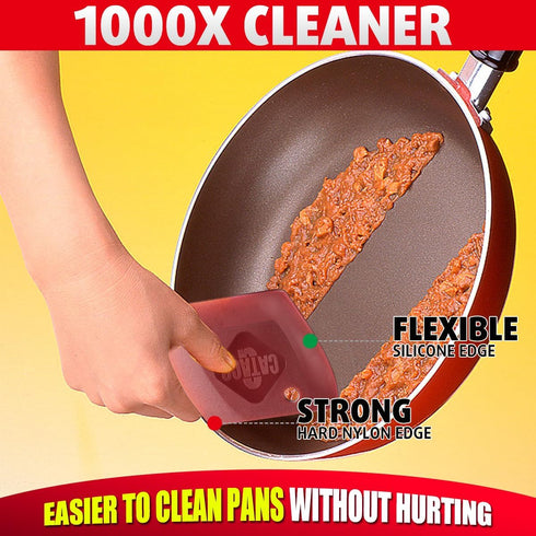 Pan Scraper, Durable Pot Scraper Dish Scraper, Flexible Kitchen Pan Scraper Tool Non Scratch for Cast Iron, Pot and Pan, Dish Cleaning- Pack of 4...