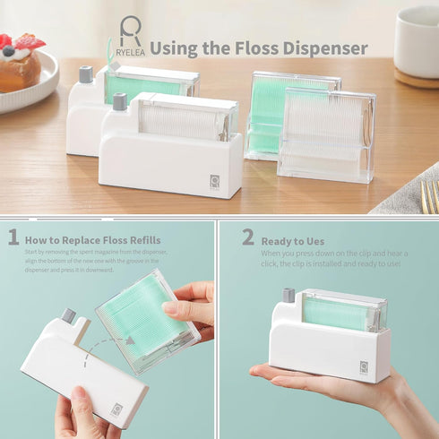 Floss Pick Dispenser with 40 Count Double Thread Flossers, Cleaning Teeth More Deeply, Sealed Storage (Green)...
