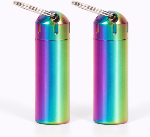 Pill Organizer,2 Pack,Waterproof Single Chamber Stainless Steel Travel Small Pill Box, Keychain Pill Holder Container for Purse or Pocket...