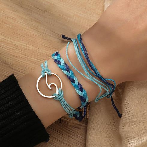 9Pcs Surfer Wave Bracelets for Teen Girls Summer Bracelets Beach Bracelets for Women Adjustable Waterproof Handmade String Bracelets Surfer Bracel...