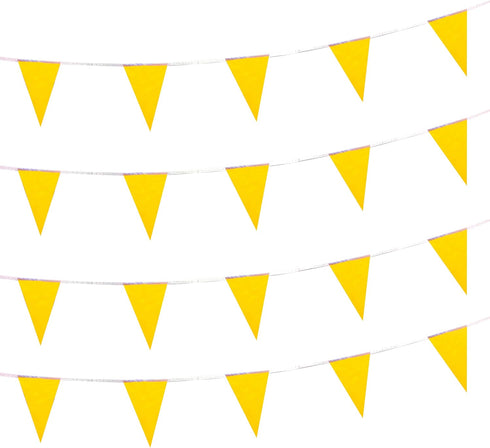 100 Feet Solid Yellow Pennant Banner Flags String Triangle Bunting Flags,Decorations for Grand Opening,Birthday Party,Festival Celebration...
