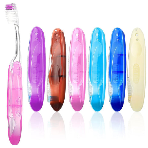 Patelai Folding Travel Toothbrushes for Homeless Individually Wrapped Mini Toothbrushes Folding Travel Toothbrush Portable Travel Size Soft Toothb...