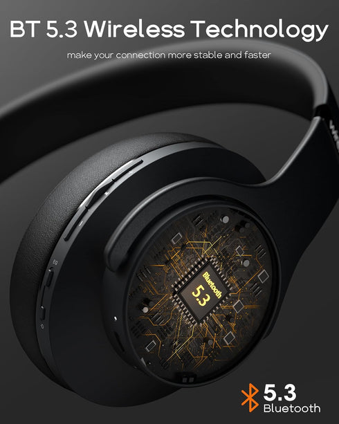 DOQAUS Bluetooth Headphones Over Ear, 90 Hours Playtime Wireless Headphones with 3 EQ Modes, Noise Isolating HiFi Stereo Headphones with Deep Bass...
