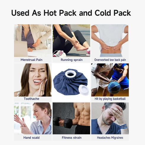 BICAREE Ice Pack for Injuries Reusable, Ice Bags Hot Water Bag for Hot & Cold Therapy and Pain Relief with Cover, No-Leak Elastic Breathable Ice B...