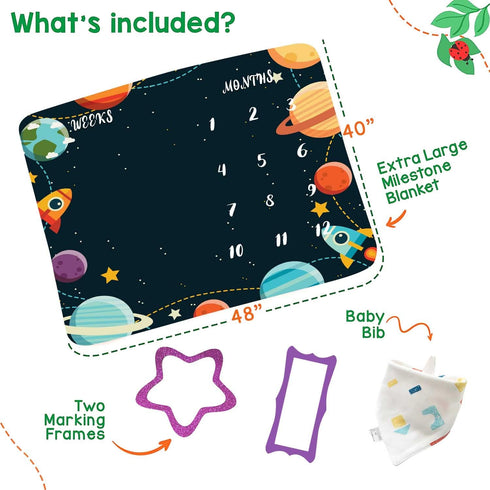 Cosmic Planets Outer Space Theme Baby Monthly Milestones Blanket Boys Kids Photo Background Mom Gifts Newborn Shower Party Decoration Personalized...