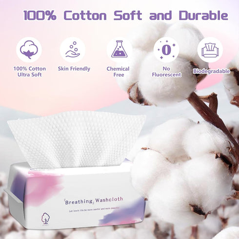 Disposable Face Towel 200 Count, Soft Cotton Face Clean Towels, Dry Wipes Facial Cloths Towelettes for Washing and Drying, Lint Free Facial Tissue...