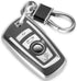 for BMW Keychain with Leather Keychain, Advanced Soft TPU Surface Grain Key Fob Holder for Classic Style BMW Smart Key(Silver)...