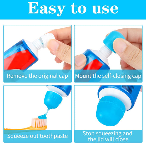 8 Pcs Toothpaste Caps Self Closing Toothpaste Squeezer Dispenser for Kids Silicone Toothpaste Covers Toothpaste Saver Cap Mess Free Toothpaste Top...