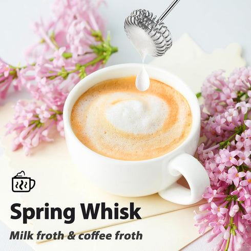 Milk Frother with Stand Rechargeable-Handheld Coffee Frother with 3 Stainless Whisks 3 Speed Adjustable, Electric Whisk Drink Mixer, Foam Maker Bl...