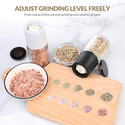 Pepper Grinder or Salt Grinder Salt & Pepper Grinder Sets of 2 - Pepper Mill Grinder Salt Pepper Grinde, Refillable Coarseness Adjustable Pepper M...