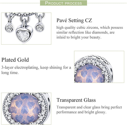 Hutou Birthstone Charm Fit for Charms Bracelet and Necklace Gifts for Women Sparkling Birthstones Zircon Paved...