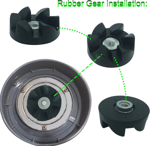 Top Base Gear & Rubber Blade Gear with Shock Pad Replacement for NutriBullet 600W 900W Blender NB-101B NB-101S NB-201(Set of 2)...