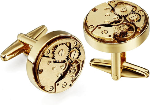 Gold Tone Watch Movement Cufflinks for Men...