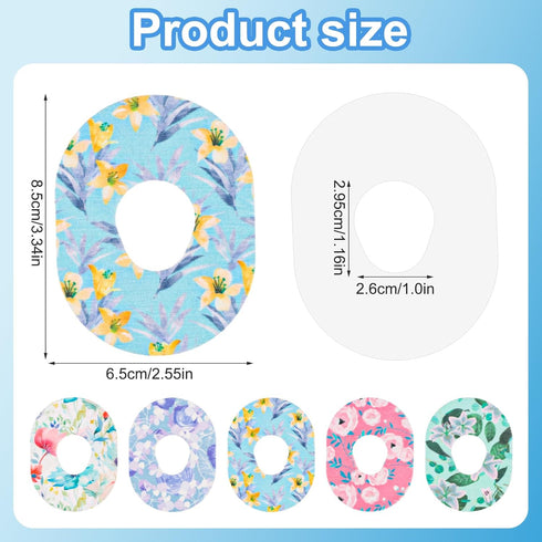 25pcs Sensor Covers for Dexcom G7, Waterproof Overpatches Flower Pattern Patches Tape Adhesive Stickers, Sensor Shield Guard Sensor Over Patches A...