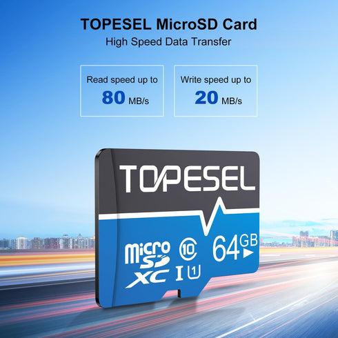 TOPESEL 64GB Micro SD Card 2 Pack Memory Cards UHS-I TF Card Class 10 for Camera/Phone/Dash Cam/Tablet/PC/Computer(2 Pack U1 64GB)...