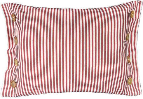 Red Stripes Buttons Linen Decorative Accent Throw Pillow Cases Cushions Covers for Sofa Couch Bed 16 x 20 Inches...