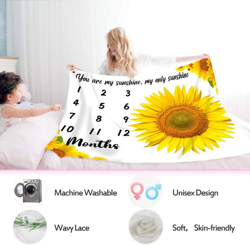 Flannel Baby Monthly Milestone Blanket, You are My Sunshine, 48x40inch...