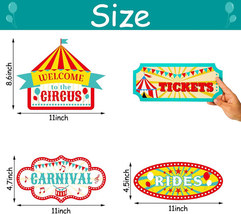 20 Pieces Circus Carnival Party Direction Signs Decor Circus Welcome Signs for Birthday Showman Themes Party Decoration Accessories...