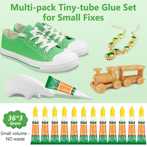 36 X 3G Super Strong Glue Fast Drying Liquid, Premium Super Glue Kit with Anti Clog Caps Thick Viscosity Cyanoacrylate Glue for Plastic, Metal, Pl...