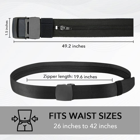 K-Bern Secure Traveler Hidden Money Belt - Zippered Inner Pocket - Ultimate Protection for Crowded Venues and Travel...
