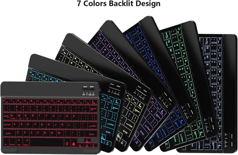 Backlit Bluetooth Keyboard and Mouse Combo for iPad Air Pro Mini Tablet iPhone Android Samsung Smartphone Cell Phone Rechargeable Ultra Slim Wirel...
