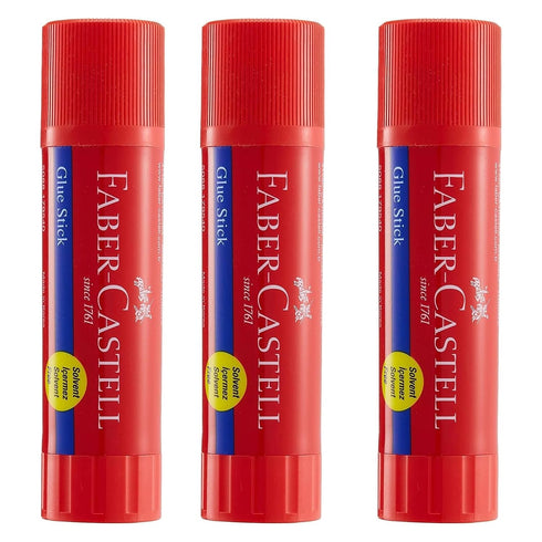 Faber-Castell Glue Stick - White All Purpose Stick, Clear, Washable, Strong Hold, Quick Drying, Non-Toxic, (Pack of 3), 0.72 OZ...