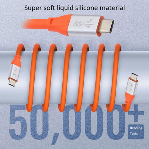 chenyang USB C Cable USB 3.2 Ultra Soft High Flex 20Gbps 100W 8K 5K 4K USB 4.0 Hyper Super Flexible Cord 3.0M...
