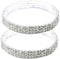 Women Rhinestone Stretch Ankle Bracelet Silver Sparking Tennis Bracelet Crystal Anklet Foot Chain Jewelry (3 Row - 2pcs)...
