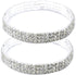 Women Rhinestone Stretch Ankle Bracelet Silver Sparking Tennis Bracelet Crystal Anklet Foot Chain Jewelry (3 Row - 2pcs)...