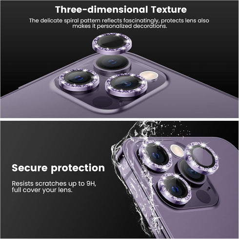 Tensea for iPhone 14 Pro/iPhone 14 Pro Max Camera Lens Protector, 9H Tempered Glass Camera Cover Screen Protector Metal Individual Ring Protector ...