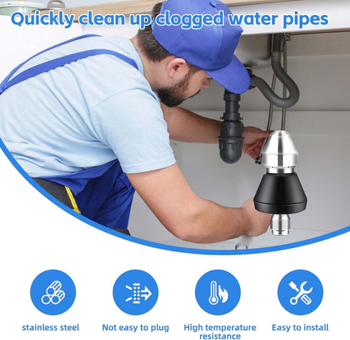 2 Pack Sewer Cleaning Tool High-Pressure Nozzle,Jetter Nozzle for Pressure Washer,Pipe Unclogger Nozzle,Sewer Cleaning Tool-Sewer Cleaning Tool Hi...
