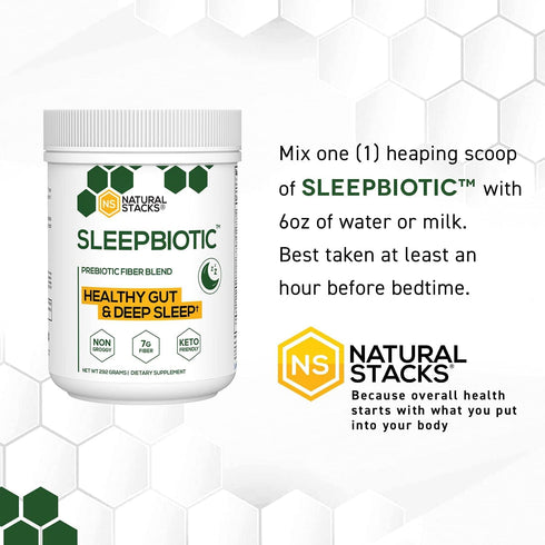SleepBiotic Prebiotic Fiber Blend - Prebiotic Fiber Powder w/German Chamomile & Green Banana Flour - Prebiotic Powder Fiber Supplement for Healthy...