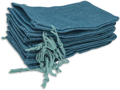 12-Pack 5.5x7.75 Natural Burlap Gift Bags w. Drawstring (Teal Blue, Medium) for Party Favors, Presents or DIY Craft by TheDisplayGuys...