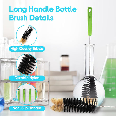13PCS Tube Pipe Cleaners Brush Kit, COITEK 16.3-inch 1P Long Handle Brush, 8.2-inch 10PCS Different Diameters Brushes, 65in 1P Flexible Double End...