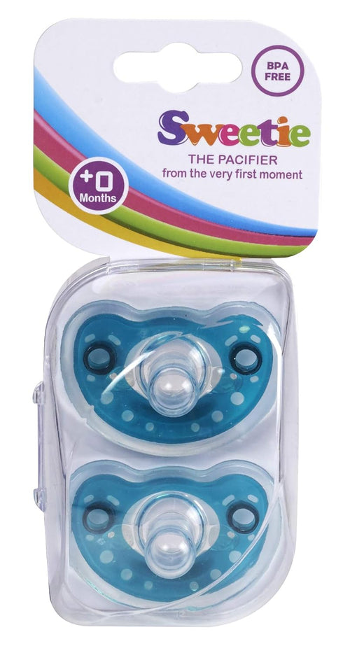 Sweetie Silicone Pacifier Refuser Soother 100% Silicone BPA Free 2 Count (Turquoise)...