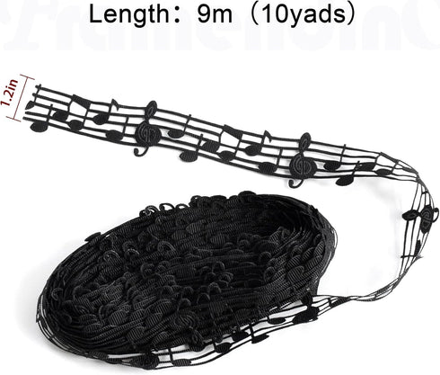 Framendino, 10 Yards 30mm Black Hollow Cut Out Music Note Ribbon for Gift Crafts Wedding Decoration...