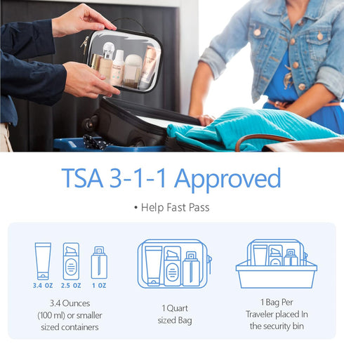 PACKISM Clear Makeup Bags - TSA Approved Toiletry Bag with Handle Large Opening, Clear Toiletry Bags for Traveling Travel Essentials, Clear Travel...