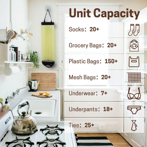 SWISSELITE Plastic Bag Holder, Wall Mount Shopping Bag Organizer, Reusable Mesh Hanging Grocery Bags Storage Dispensers...